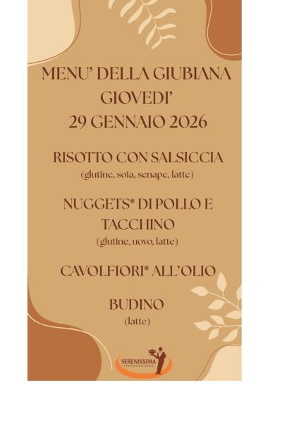 MENU  DELLA GIUBIANA
