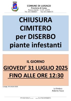 CHIUSURA STRAORDINARIA CIMITERO foto 