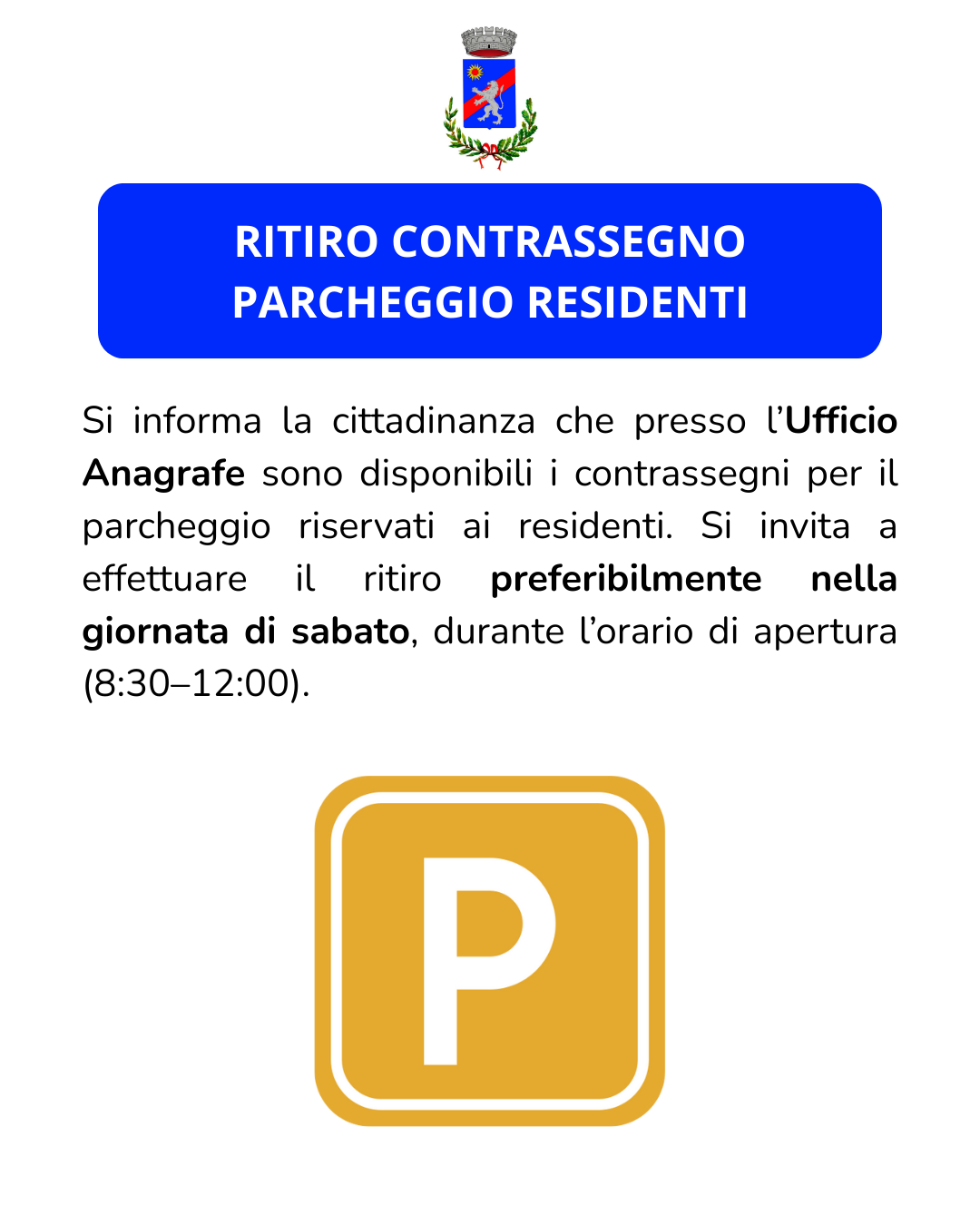 RITIRO CONTRASSEGNO PARCHEGGIO RESIDENTI foto 