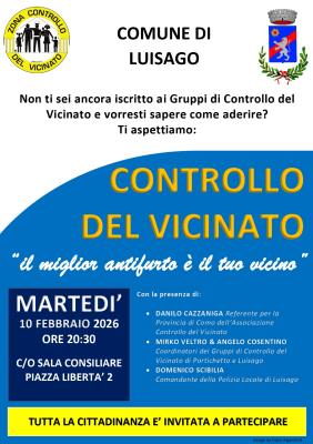 Il miglior antifurto? Una Luisago unita - Controllo del Vicinato foto 