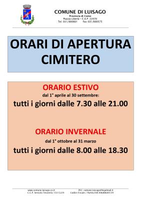 ORARI APERTURA CIMITERO foto 