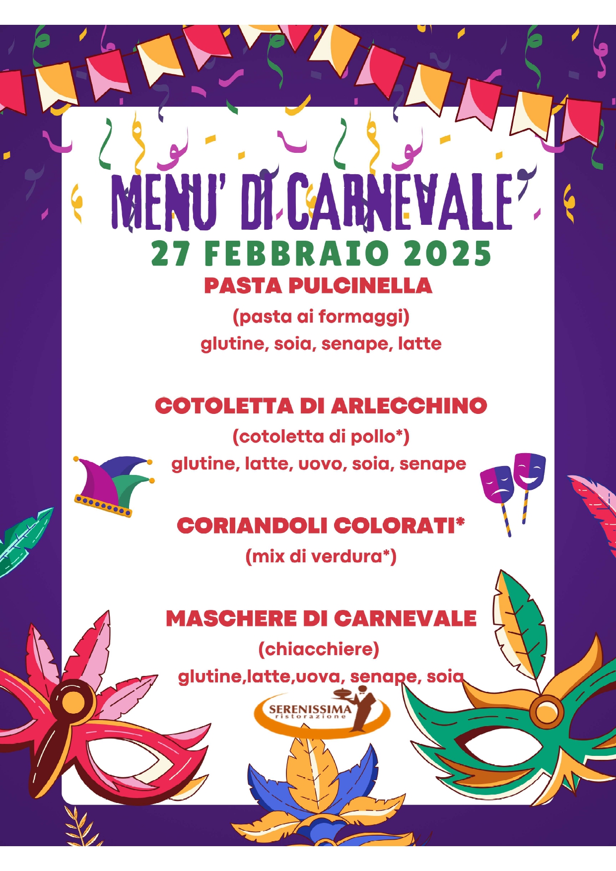 MENU' DI CARNEVALE -PRIMARIA LUISAGO