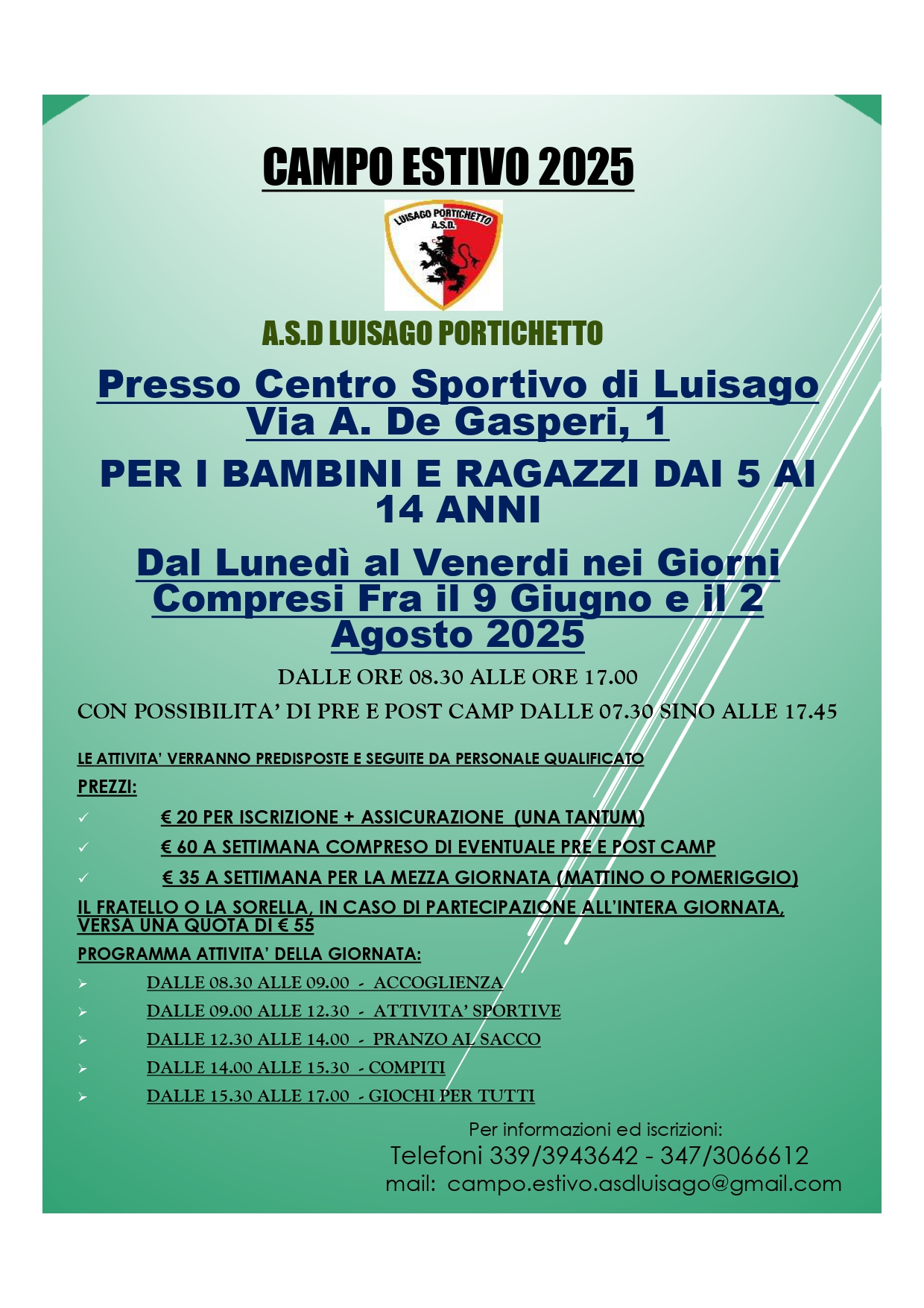 Iniziative estive per bambini e ragazzi