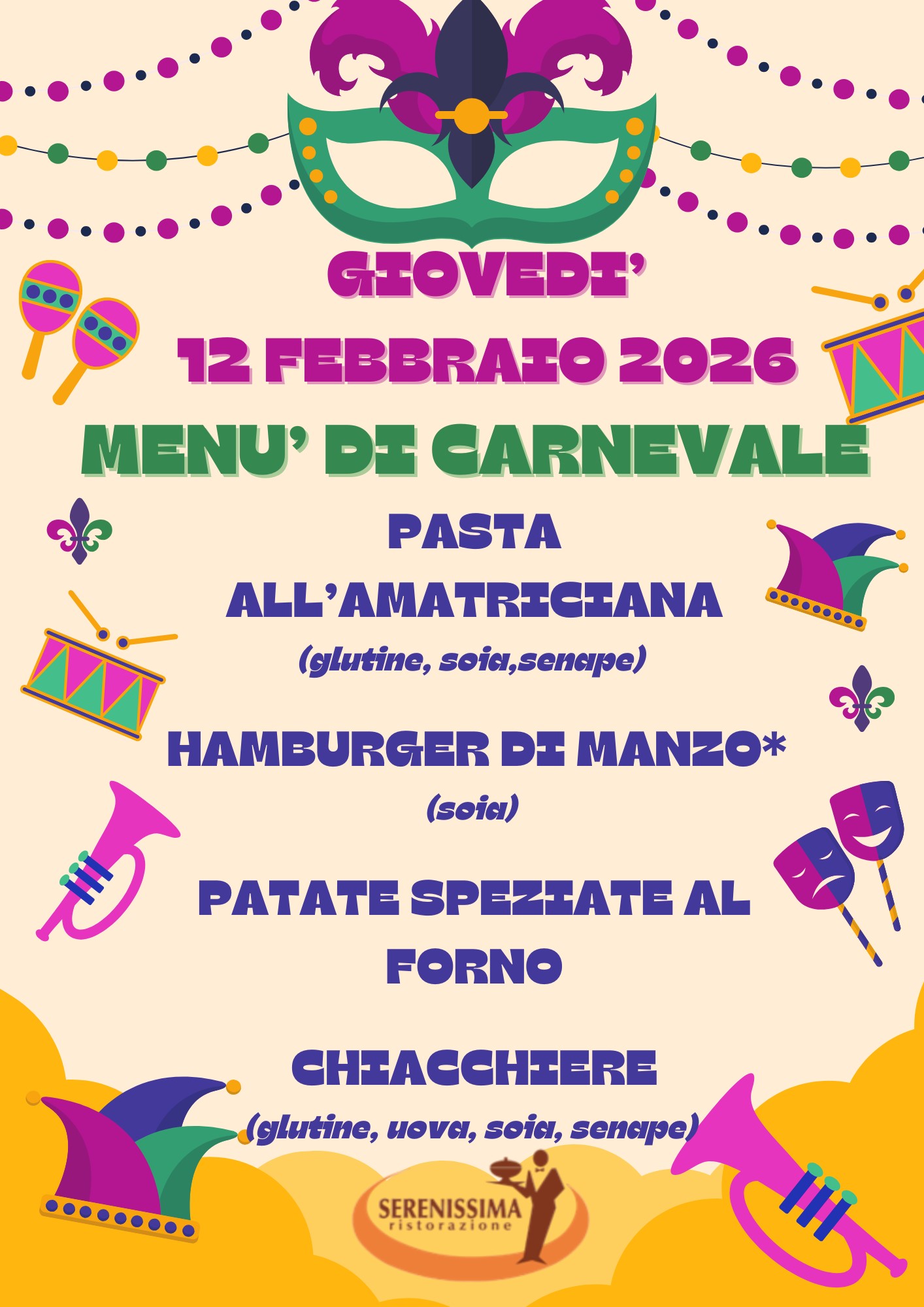 MENU' DI CARNEVALE -PRIMARIA LUISAGO